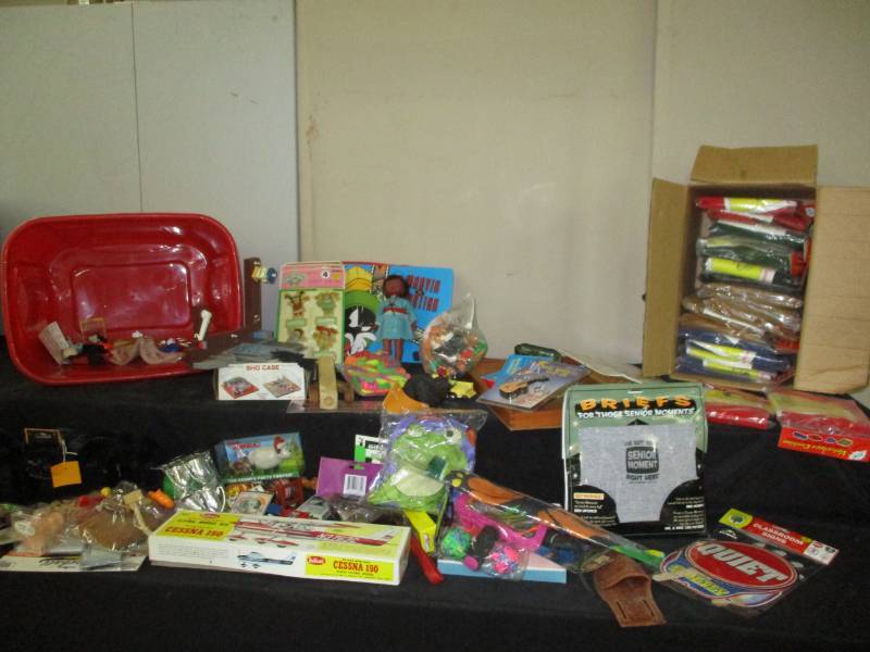 lot 53 image: Model Airplane, toys vintage toys and collectibles, Blowup furniture, African American Dolls, Truck and more