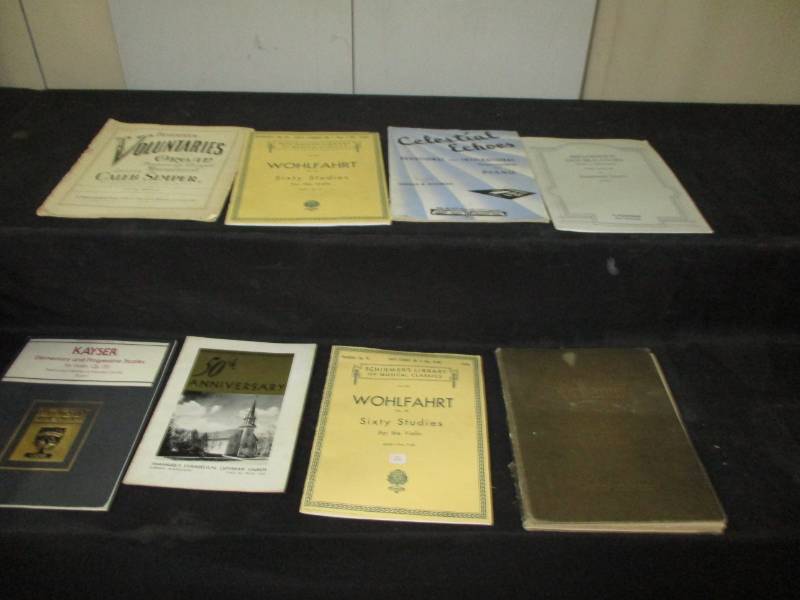 lot 94 image: Organ, Violin and music books