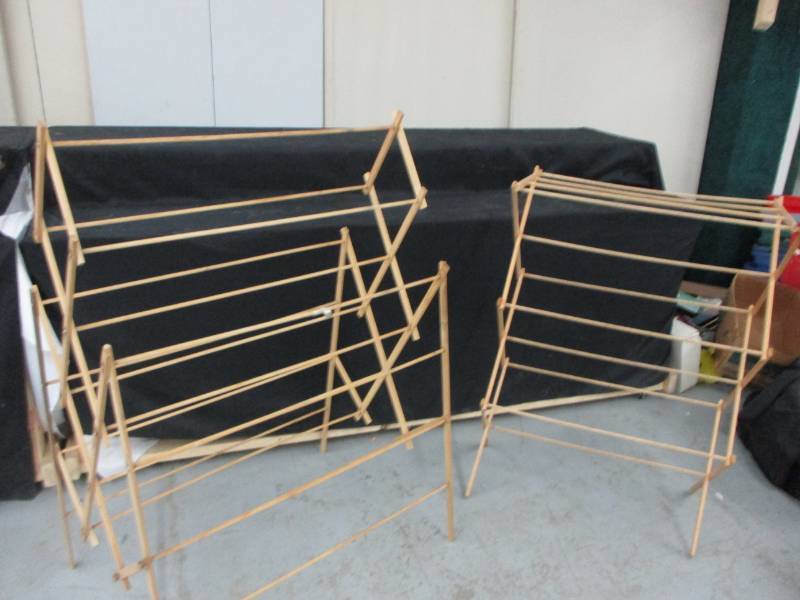 lot 99 image: 2 Foldable Wooden Drying Racks