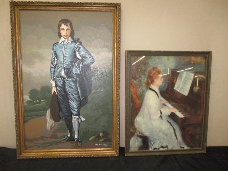 lot 106 image: Blue Boy 30 12 x 20 12 and piano girl, 21 12 x 17 12