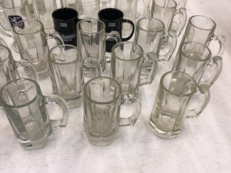 Large Lot Of Assorted Beers Mugs  Drink Glasses & Etc