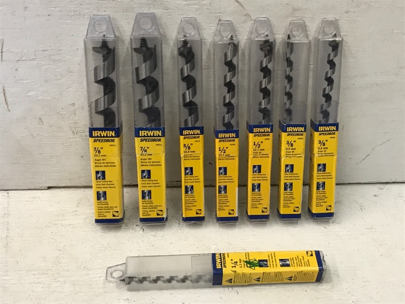 (8) Irwin Speedbor Auger Bits