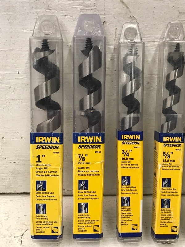 (7) Irwin Speedbor Auger Bits