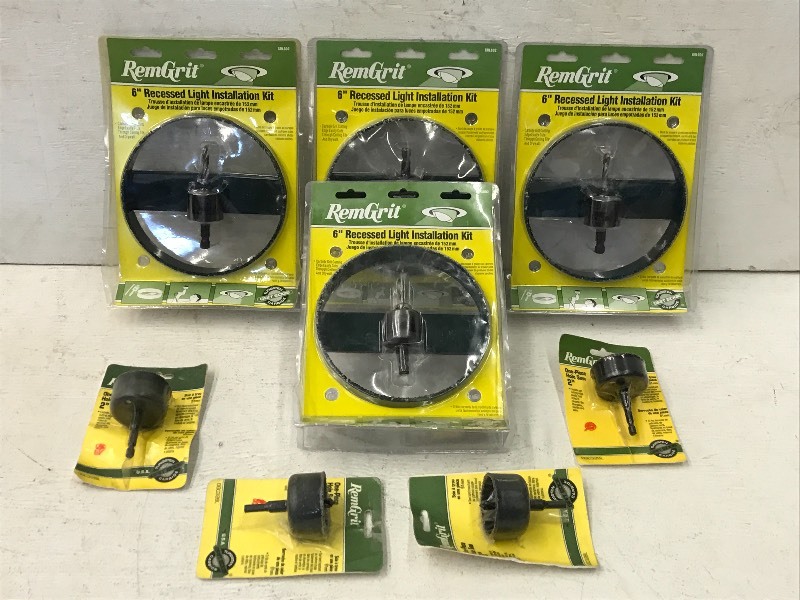 (4) RemGrit Recessed Light Kits & (4) RemGrit Hole Saw Bits