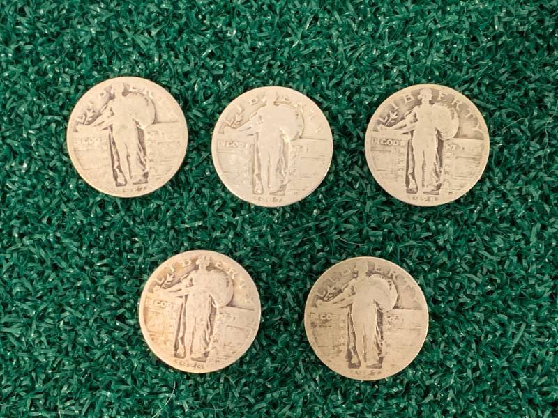 Lot of 5 Standing Liberty Quarters