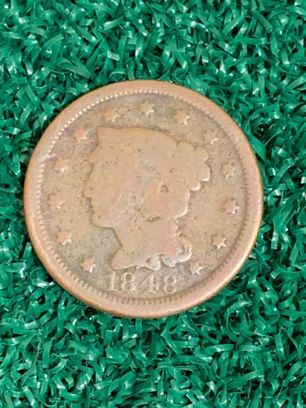 1848 BRAIDED HAIR LARGE CENT 171 YEARS OLD