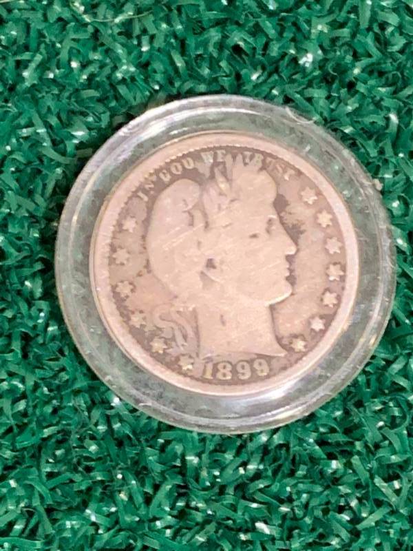 1899 BARBER SILVER QUARTER DOLLAR COIN (semi key date)