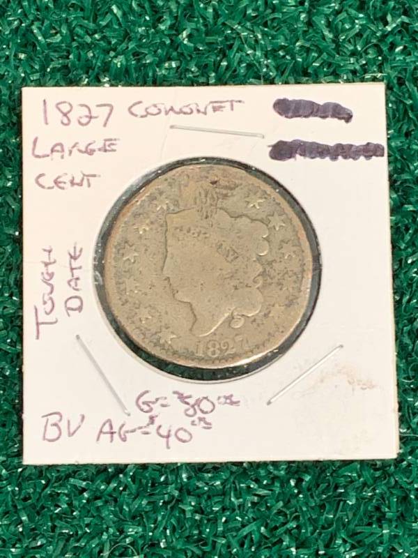 1827 Coronet Large Cent Tough Date