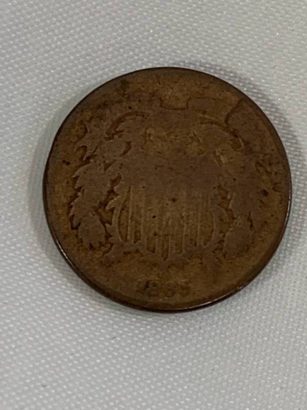 1865 Two Cent Coin from the Civil War