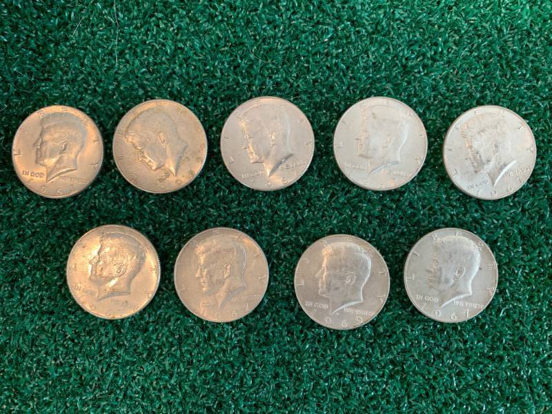 Lot of 9 JFK (40% Silver) Half Dollars