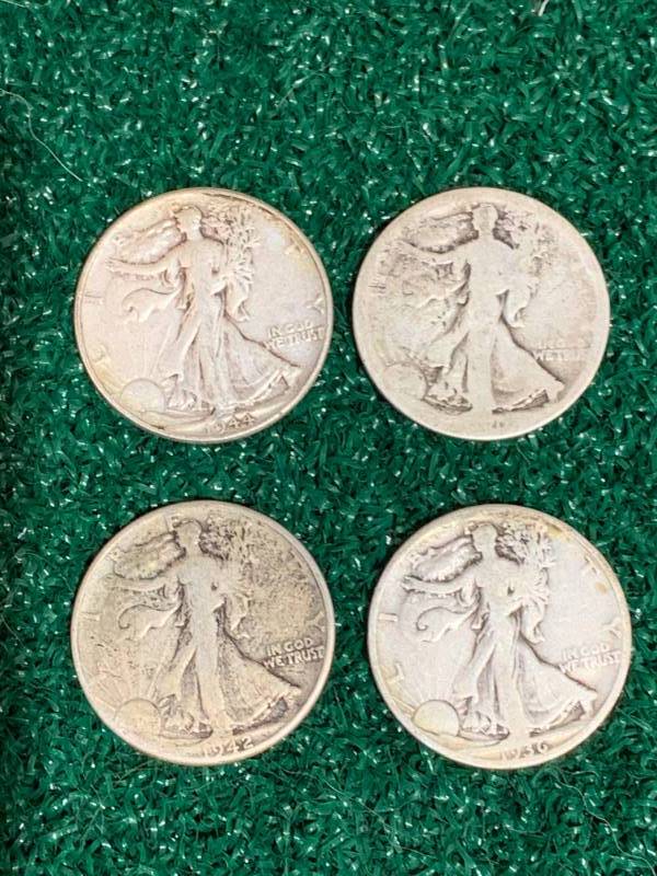 Lot of 4 Liberty Standing Half Dollars