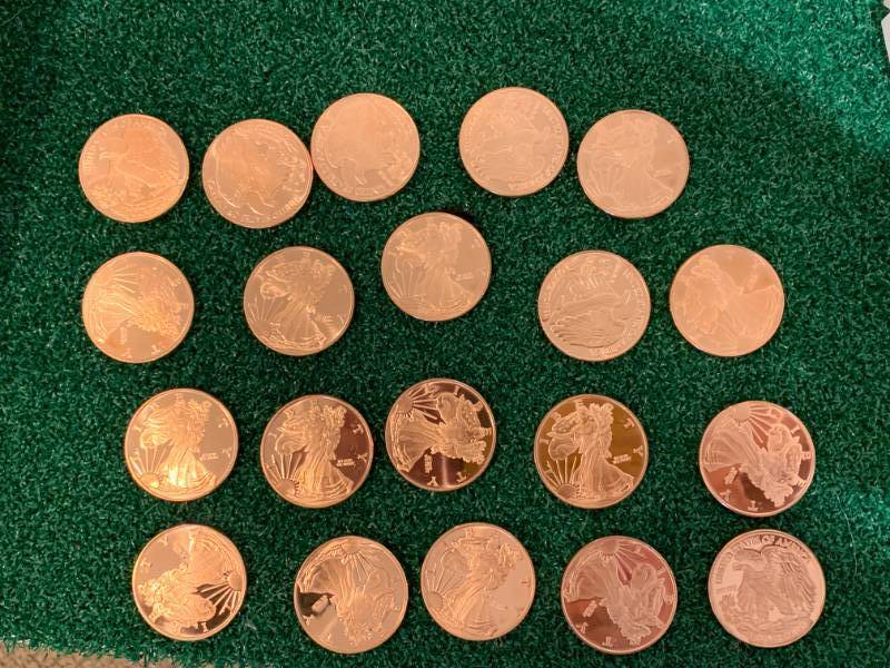 Lot of 20 Investment Grade Liberty Copper Rounds