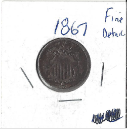 lot 26 image: 1867 Shield Nickel