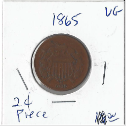 lot 42 image: 1865 Two Cent Piece