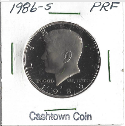 lot 62 image: 1986-S Proof Kennedy Half Dollar