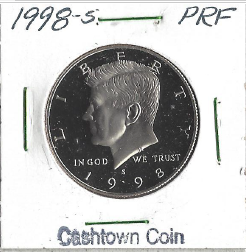 lot 66 image: 1998-S Proof Kennedy Half Dollar