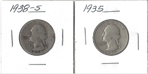 lot 68 image: Two Silver Quarters - 1935 & 1938-S