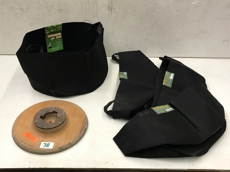 lot 38 image: Tru-Fit Floor Burnisher Brush Head & (4) Plant Growing Containers