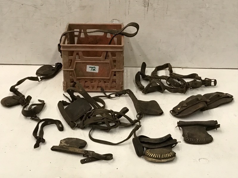 lot 72 image: Crate Of Assorted Leather Equestrian Harness & Etc