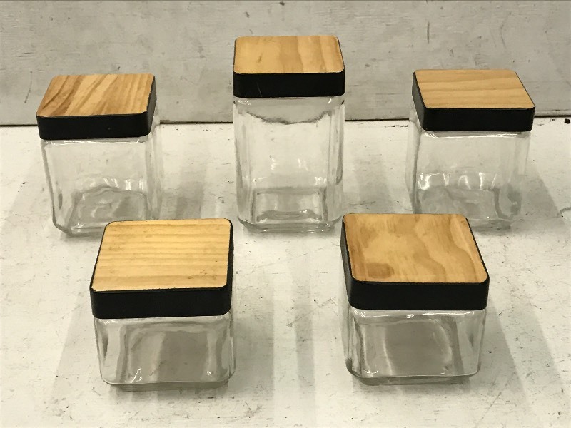 lot 77 image: Box Of Glass Jars With Lids