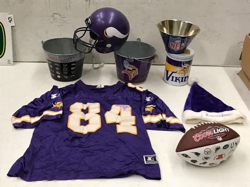 lot 105 image: Lot Of Assorted NFL Sports Memorabilia  Collectibles  Etc