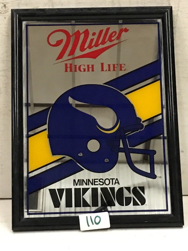 lot 110 image: Miller High Life MN Vikings Mirror