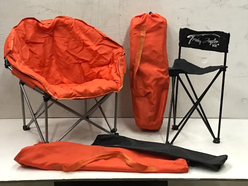 lot 114 image: (2) Camping  Gaming Chairs & (1) Ice-Anglers Chair