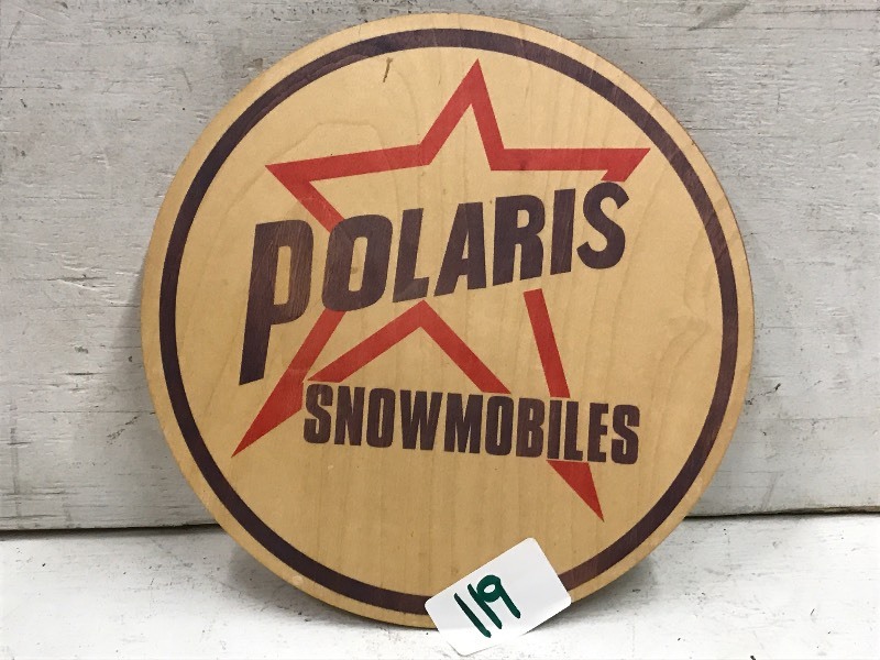 lot 119 image: Polaris Snowmobile Wooden Sign