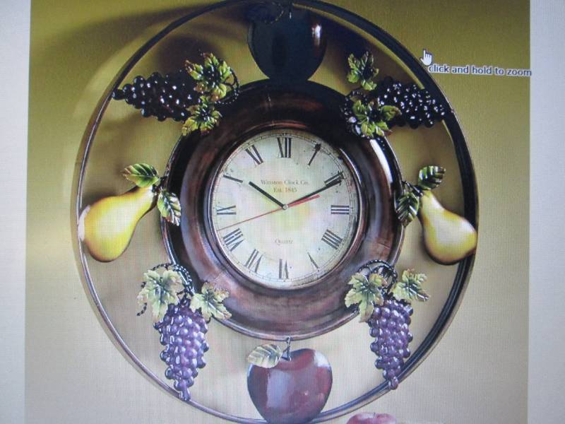 lot 19 image: Fruit Clock open box, untested Reta...