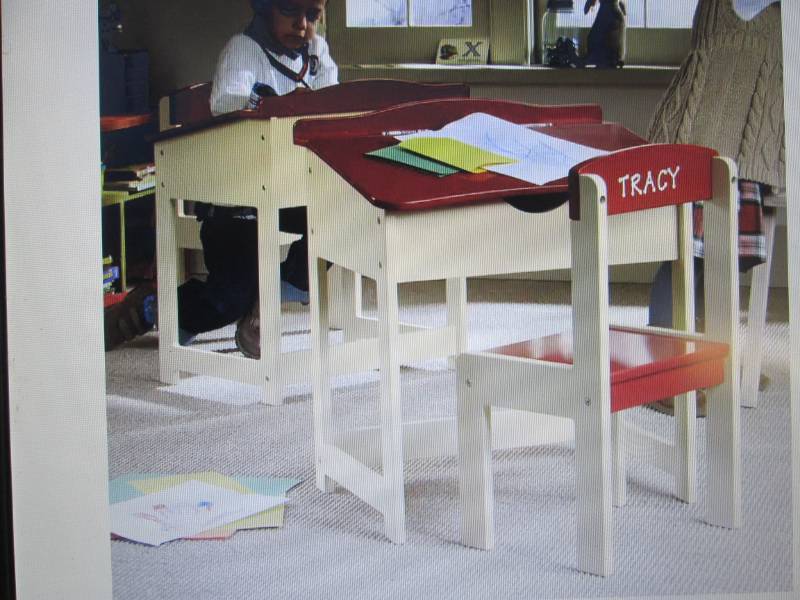 lot 29 image: Personalized Childs Desk and Chair...