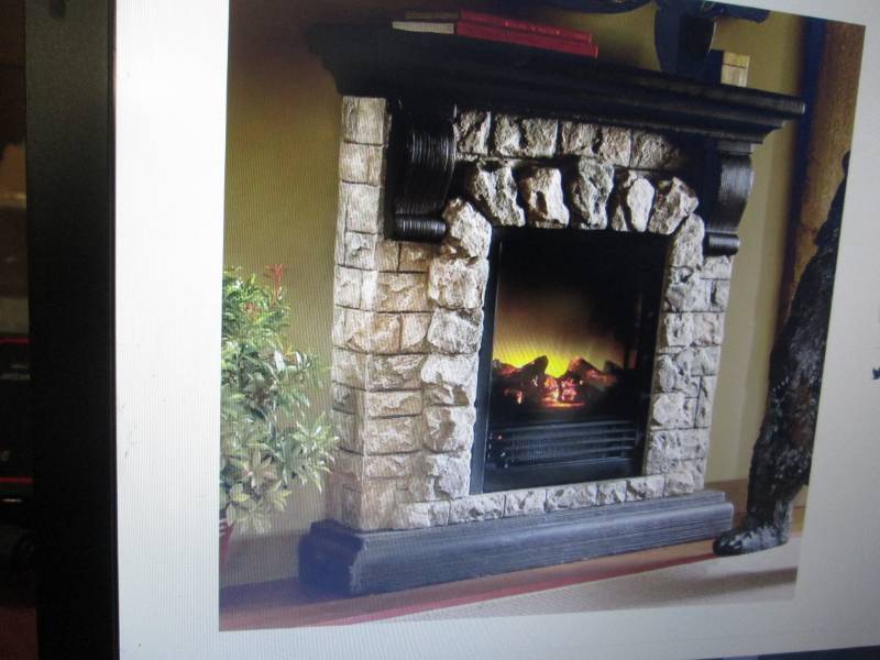 lot 56 image: Faux Stone Fireplace open box, unte...