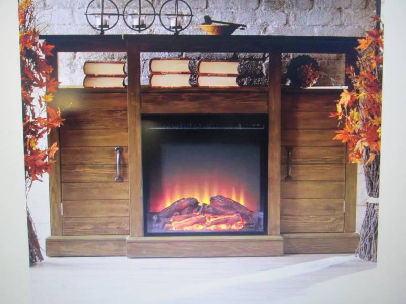lot 62 image: Shiplap Fireplace Cabinet only- no ...