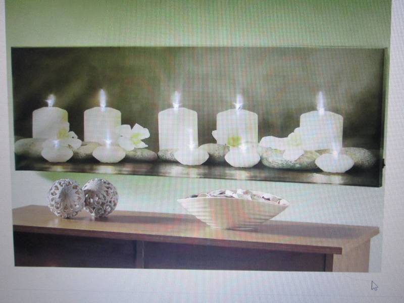 lot 65 image: Lighted Candle Canvas Wall Art open...