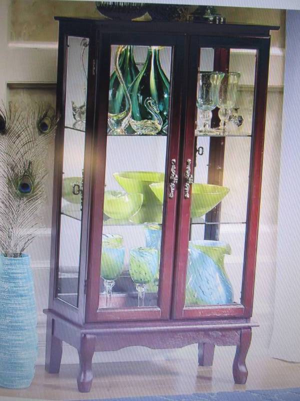 lot 74 image: 2-Door Lighted Cabinet open box Ret...