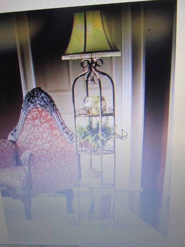 lot 98 image: Floor Lamp with Shelves open box, u...