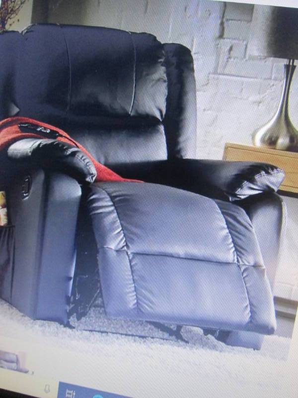 lot 121 image: Black Faux Leather ReclinerGlider ...