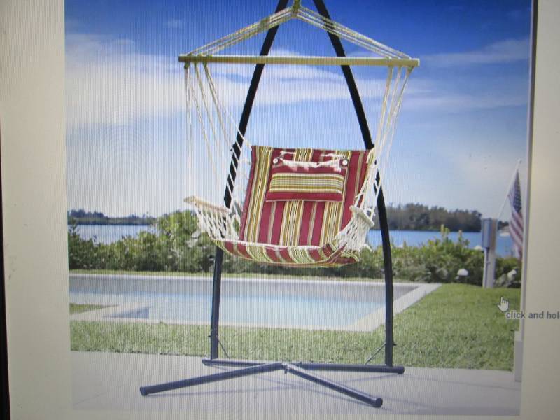 lot 134 image: Hanging Hammock Chair , no base, ch...