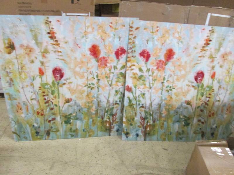 lot 137 image: Large Floral Wall Art open box, fra...