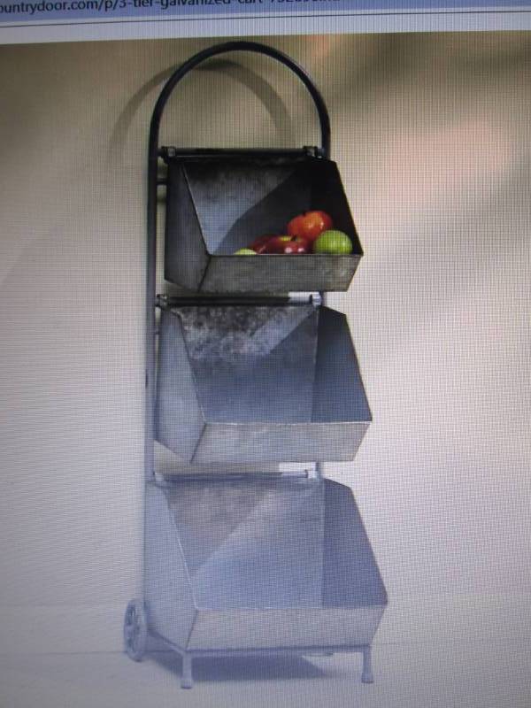 lot 139 image: 3-Tier Galvanized Cart open box Ret...