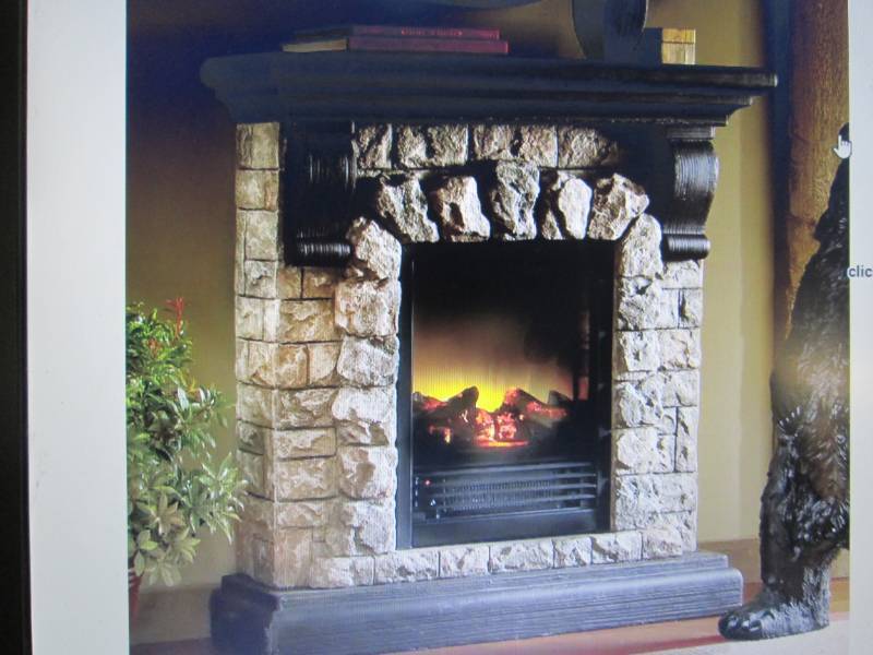 lot 149 image: Faux Stone Fireplace open box, unte...
