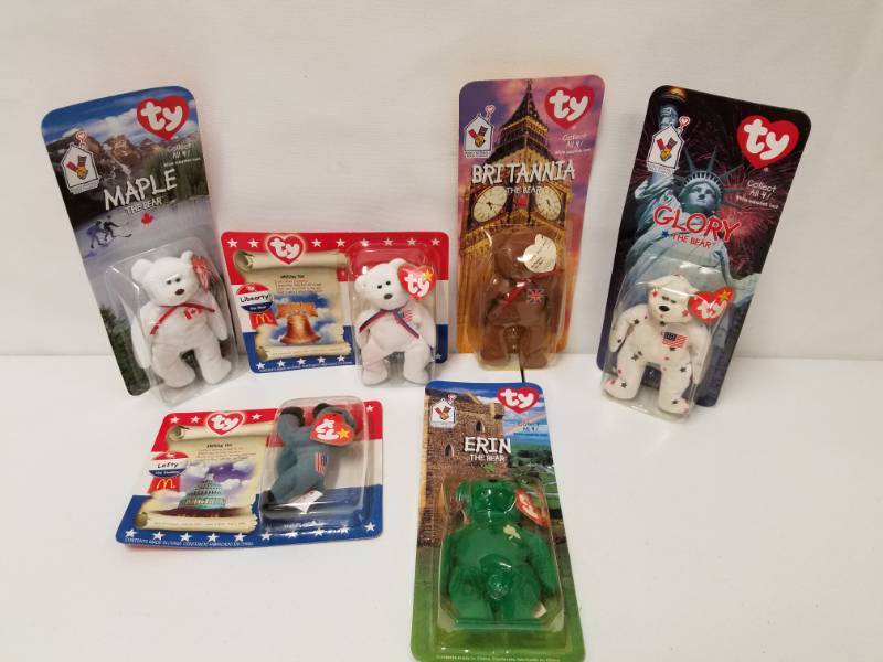 lot 45 image: 6 McDonald TY Beanie Babies Bear still sealed