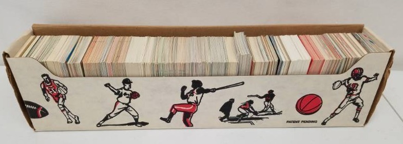 lot 79 image: One row 16 inch long box of baseball cards