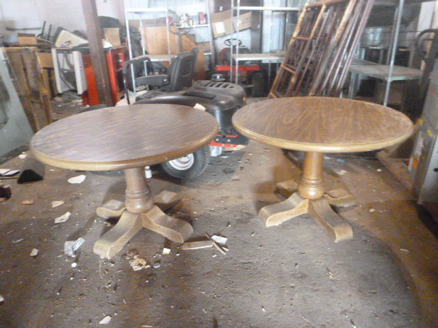 lot 49 image: 2 Round Wood Tables