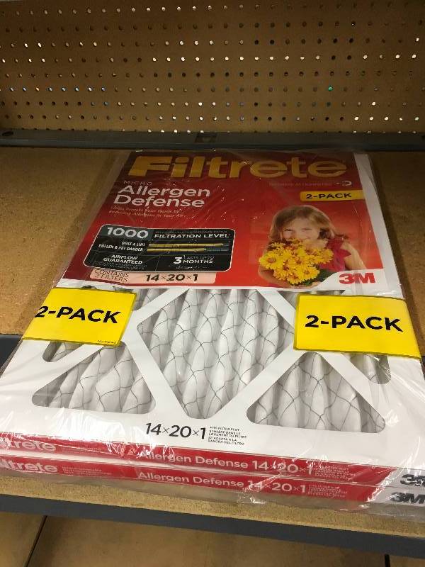 Filtrete 14x20x1 2 Pack Air Filters, Retail $35.00