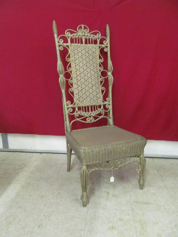 lot 74 image: antique wicker patio chair