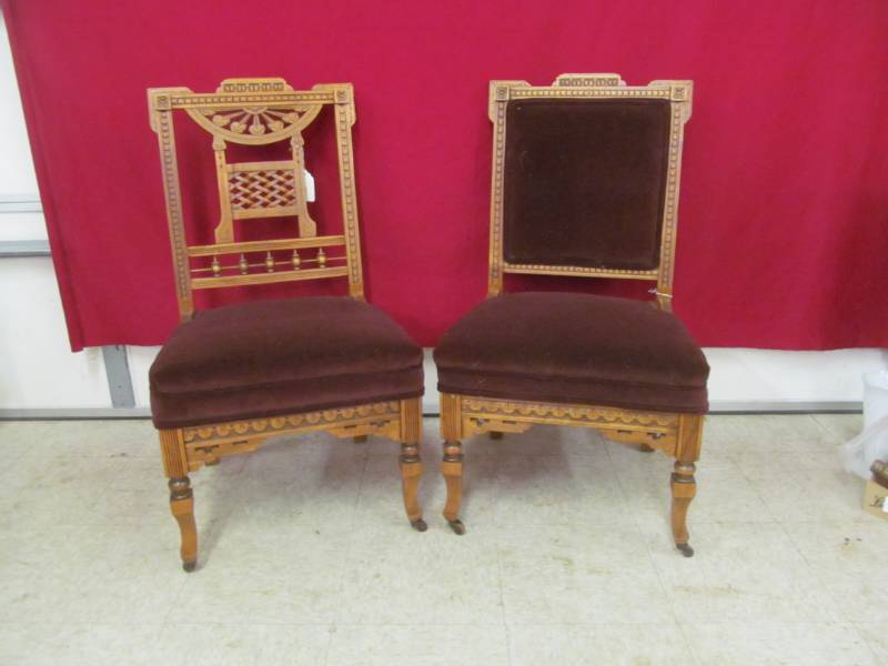 lot 117 image: vintage East lake era side chairs