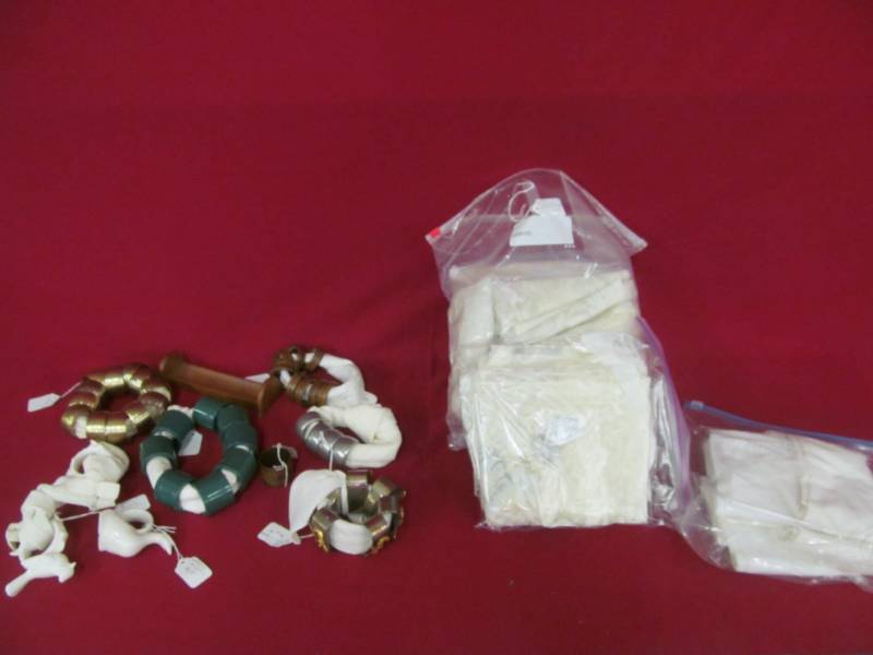 lot 143 image: vintage curtains, napkin rings