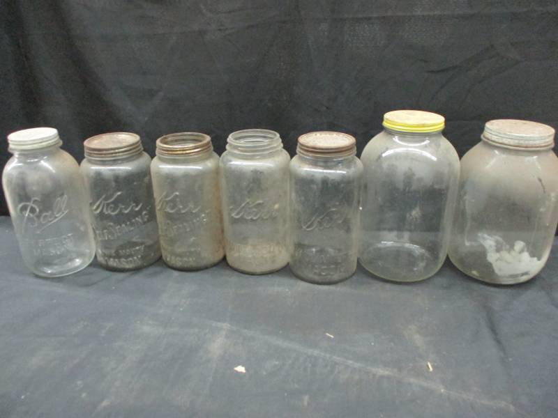 lot 122 image: Old Jars old 2 quart jars and more