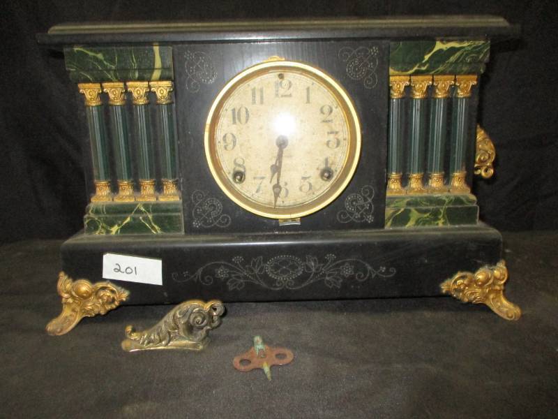 lot 181 image: Ingraham Mantle Clock with key, not tested