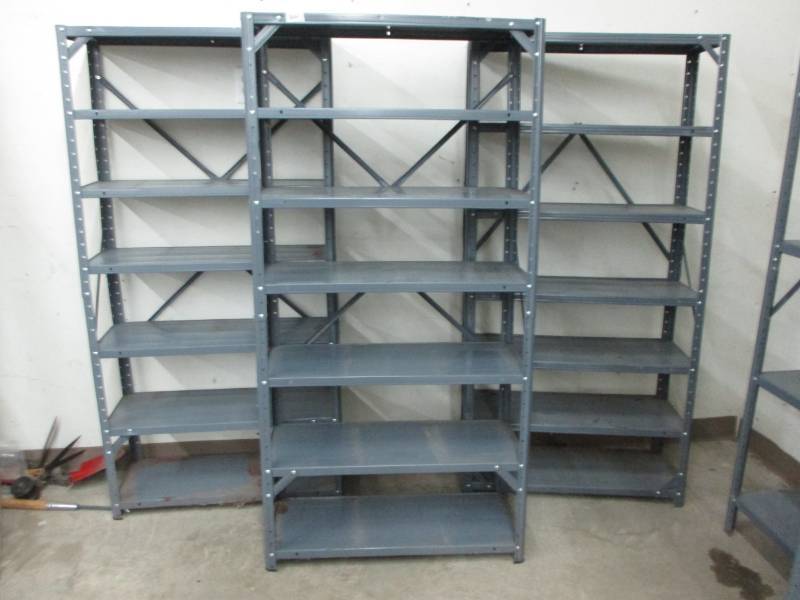 lot 191 image: 3 Metal Garage Shelves 30 12 x 11 12 x 61 high